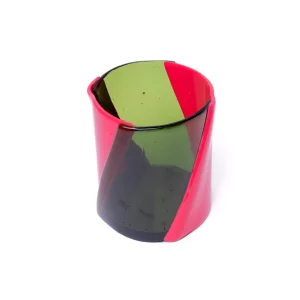 Twirl Vase - Clear Bottle Green, Fuchsia