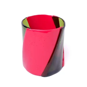 Twirl Vase - Clear Bottle Green, Fuchsia