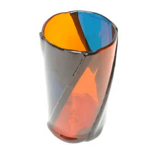 Twirl Vase - Clear Emerald And Clear Orange