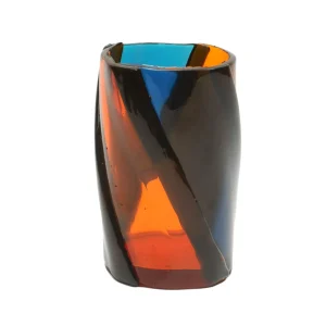 Twirl Vase - Clear Emerald And Clear Orange
