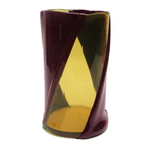 Twirl Vase - Clear Yellow And Matt Aubergine
