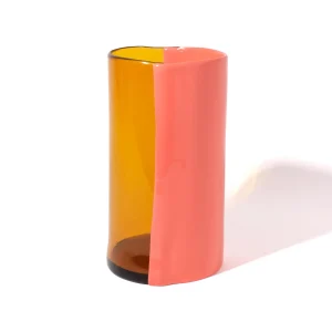 Two Lines Vase - Clear Amber, Dark Salmon