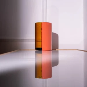 Two Lines Vase - Clear Amber, Dark Salmon