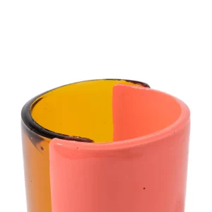 Two Lines Vase - Clear Amber, Dark Salmon