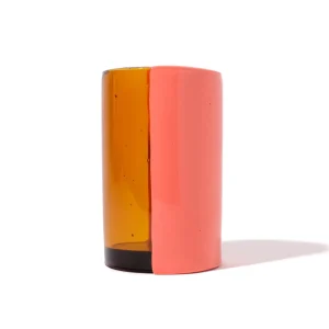 Two Lines Vase - Clear Amber, Dark Salmon