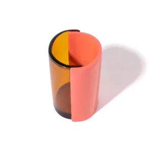 Two Lines Vase - Clear Amber, Dark Salmon