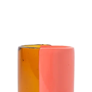 Two Lines Vase - Clear Amber, Dark Salmon