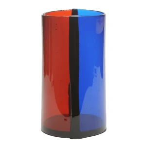 Two Lines Vase - Clear Dark Ruby, Blue