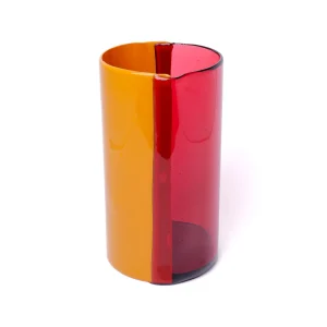 Two Lines Vase - Clear Fuchsia, Matt Ochre