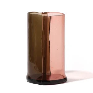 Two Lines Vase - Clear Fumè And Clear Antique Pink
