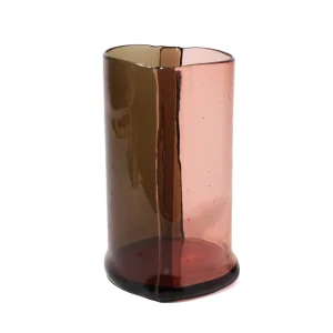 Two Lines Vase - Clear Fumè And Clear Antique Pink