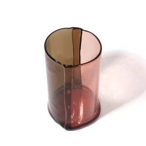 Two Lines Vase - Clear Fumè And Clear Antique Pink