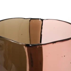 Two Lines Vase - Clear Fumè And Clear Antique Pink