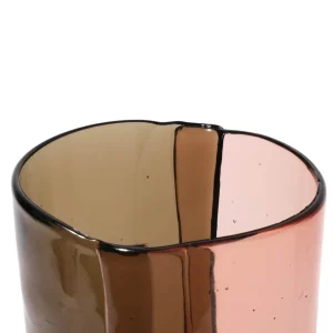 Two Lines Vase - Clear Fumè And Clear Antique Pink