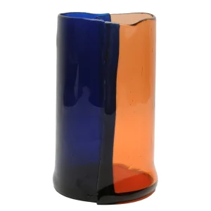 Two Lines Vase - Clear Light Ruby And Clear Blue