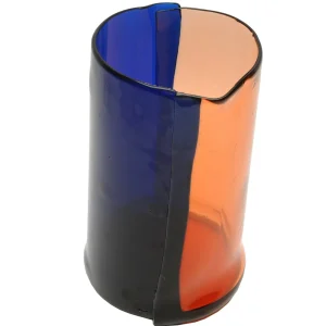 Two Lines Vase - Clear Light Ruby And Clear Blue