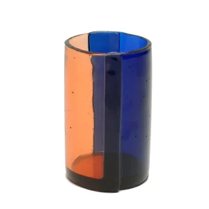 Two Lines Vase - Clear Light Ruby And Clear Blue