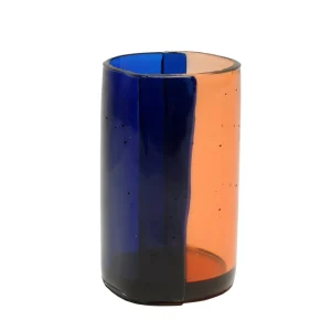 Two Lines Vase - Clear Light Ruby And Clear Blue