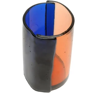 Two Lines Vase - Clear Light Ruby And Clear Blue