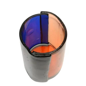 Two Lines Vase - Clear Light Ruby And Clear Blue