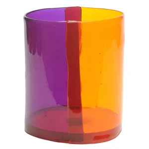Two Lines Vase - Clear Purple, Clear Orange