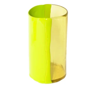 Two Lines Vase - Clear Yellow And Matt Lime