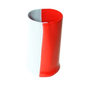 Two Lines Vase - Matt Pastel Blue, Matt Coral